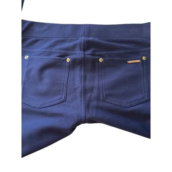 Michael Kors Womens Navy Pull-On Pants With Gold Accents - Size L - Picture 7 of 7